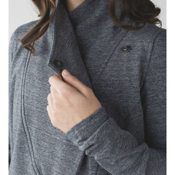 Lululemon Size 6 That's A Wrap Jacket Heathered Slub Coal Stretch French Terry - Picture 7 of 16